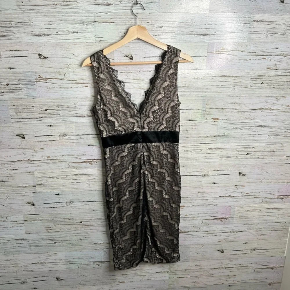 JS collections lace black brown cream size  4 dress - Picture 8 of 9